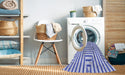 Machine Washable Transitional Blue Rug in a Washing Machine, wshpat1475blu