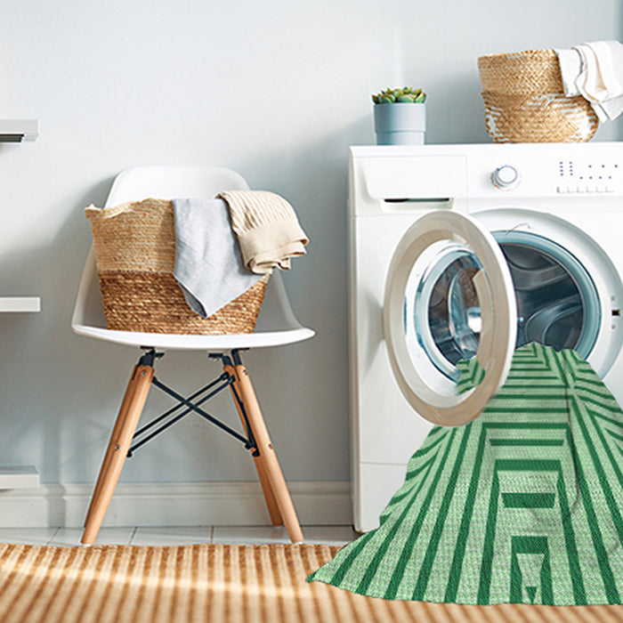Machine Washable Transitional Mint Green Rug in a Washing Machine, wshpat1475grn