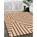 Patterned Deep Peach Orange Rug in Family Room, pat1475org