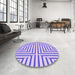 Round Patterned Blossom Pink Rug in a Office, pat1475pur