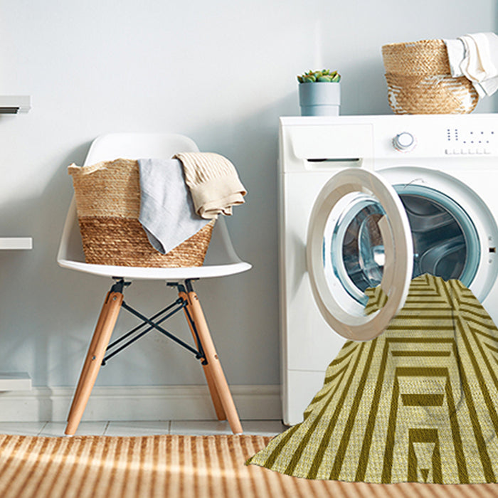 Machine Washable Transitional Dark Golden Brown Rug in a Washing Machine, wshpat1475yw