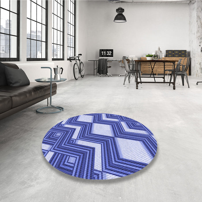 Round Patterned Sky Blue Rug in a Office, pat1476blu