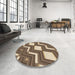 Round Patterned Brown Sugar Brown Rug in a Office, pat1476brn