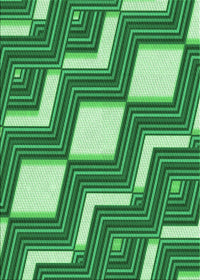 Machine Washable Transitional Green Rug, wshpat1476grn