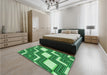 Patterned Green Rug in a Bedroom, pat1476grn