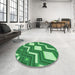 Round Patterned Green Rug in a Office, pat1476grn