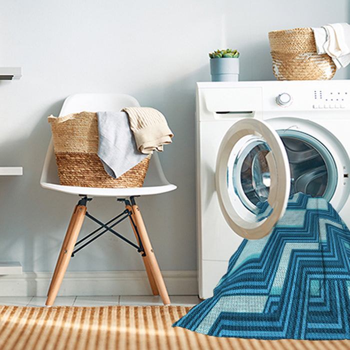 Machine Washable Transitional Blue Rug in a Washing Machine, wshpat1476lblu