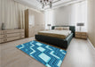 Patterned Blue Rug in a Bedroom, pat1476lblu