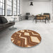 Round Patterned Saddle Brown Rug in a Office, pat1476org