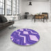 Round Patterned Amethyst Purple Rug in a Office, pat1476pur