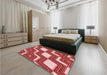 Round Machine Washable Transitional Red Rug in a Office, wshpat1476rd