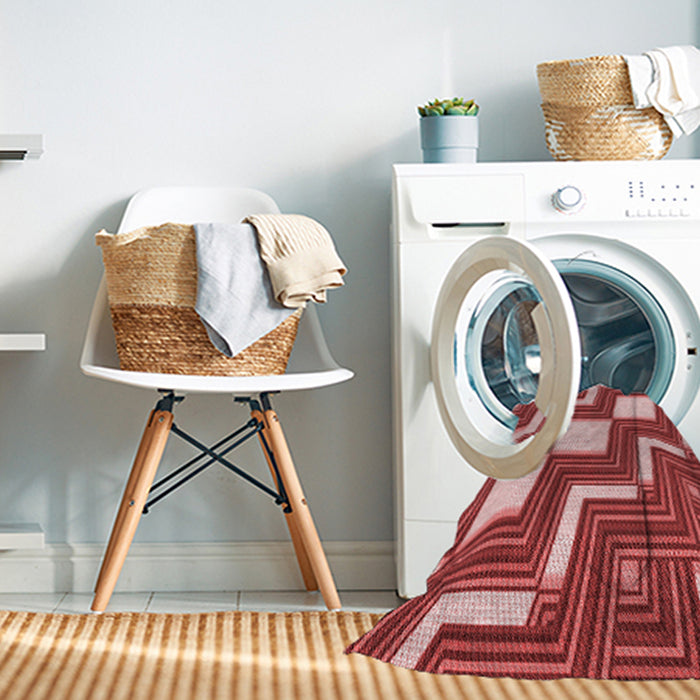 Machine Washable Transitional Red Rug in a Washing Machine, wshpat1476rd