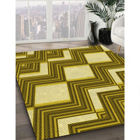 Patterned Dark Bronze Brown Rug, pat1476yw