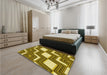 Patterned Dark Bronze Brown Rug in a Bedroom, pat1476yw