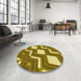 Round Patterned Dark Bronze Brown Rug in a Office, pat1476yw