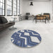 Round Patterned Blue Novelty Rug in a Office, pat1476