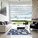 Square Patterned Blue Novelty Rug in a Living Room, pat1476