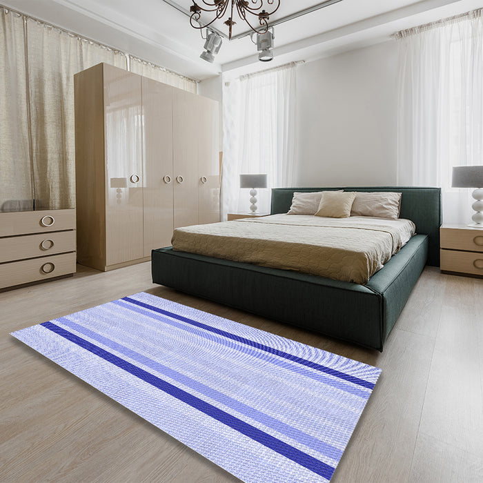 Patterned Blue Rug in a Bedroom, pat1477blu