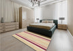 Patterned Khaki Gold Rug in a Bedroom, pat1477brn