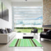 Square Patterned Green Rug in a Living Room, pat1477grn