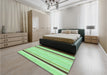 Patterned Green Rug in a Bedroom, pat1477grn