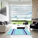 Machine Washable Transitional Blue Rug in a Kitchen, wshpat1477lblu