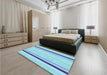 Patterned Blue Rug in a Bedroom, pat1477lblu