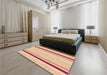 Patterned Khaki Gold Rug in a Bedroom, pat1477org