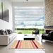 Square Patterned Khaki Gold Rug in a Living Room, pat1477org