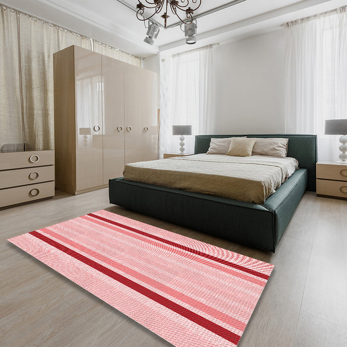 Patterned Pink Rug in a Bedroom, pat1477rd