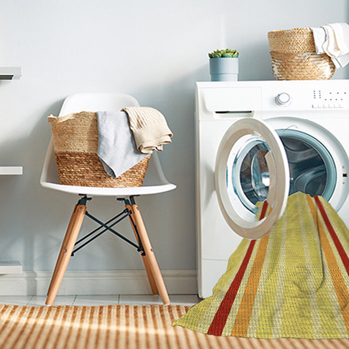 Machine Washable Transitional Bold Yellow Rug in a Washing Machine, wshpat1477yw