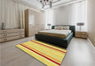 Patterned Bold Yellow Rug in a Bedroom, pat1477yw