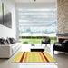 Square Patterned Bold Yellow Rug in a Living Room, pat1477yw