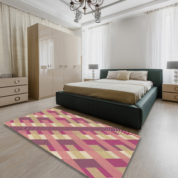 Patterned Pink Rug in a Bedroom, pat1478brn
