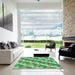 Square Patterned Green Rug in a Living Room, pat1478grn