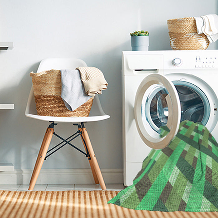 Machine Washable Transitional Green Rug in a Washing Machine, wshpat1478grn