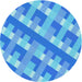 Square Patterned Neon Blue Rug, pat1478lblu