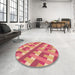 Round Patterned Brown Sand Brown Rug in a Office, pat1478org