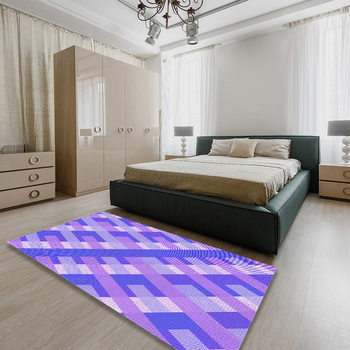 Round Machine Washable Transitional Purple Rug in a Office, wshpat1478pur