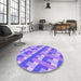 Round Patterned Purple Rug in a Office, pat1478pur