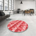 Round Patterned Red Rug in a Office, pat1478rd