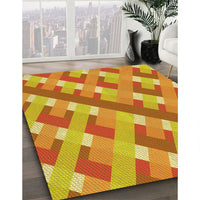 Patterned Orange Red Orange Rug, pat1478yw