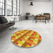 Round Patterned Orange Red Orange Rug in a Office, pat1478yw