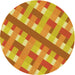 Square Patterned Orange Red Orange Rug, pat1478yw