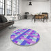 Round Patterned Purple Plum Purple Novelty Rug in a Office, pat1478