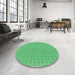 Round Patterned Jade Green Rug in a Office, pat1479grn