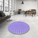 Round Patterned Mauve Purple Rug in a Office, pat1479pur