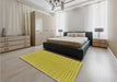 Patterned Bold Yellow Rug in a Bedroom, pat1479yw