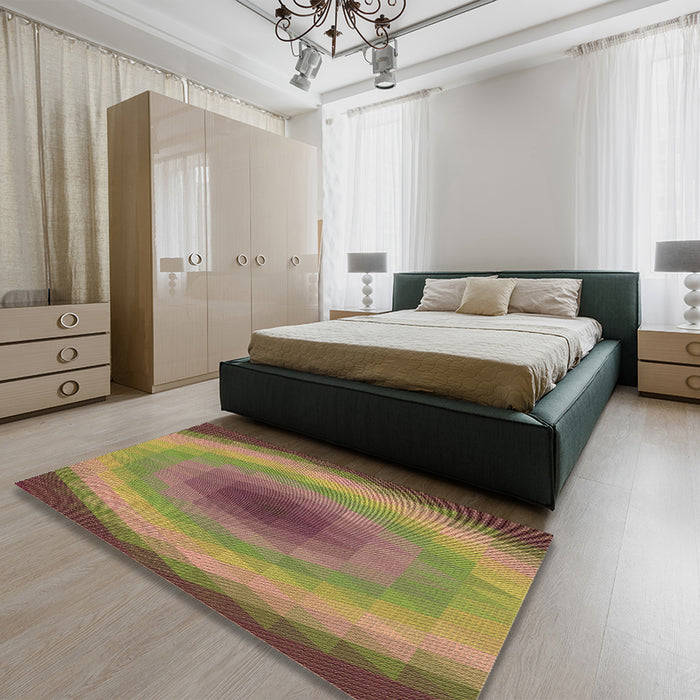Patterned Sienna Brown Rug in a Bedroom, pat148brn