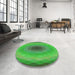 Round Patterned Forest Green Rug in a Office, pat148grn